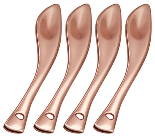 MALUGOGO Lot de 4 cuillères à crème en métal or rose pour le visage, spatules cosmétiques pour les soins de la peau et le maquillage des femmes
