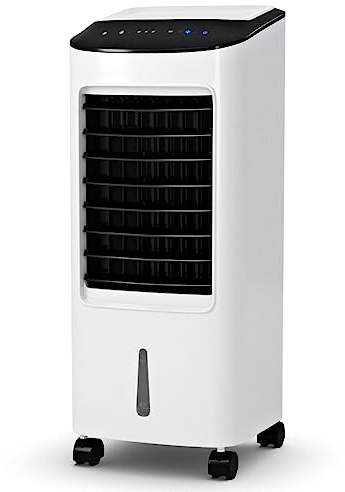 GOPLUS Aire Acondicionado Portatil 4 en 1 con Tanque de Agua 7L, Enfriador de Aire con Ruedas 65W, 3 Velocidad, Temporizador 7,5H, Ventilador Humidificador Enfriador de Aire Móvil, Control Remoto