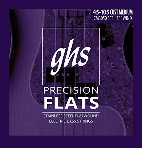 Präzisions-Flachsaiten für GHS-Saiten CM3050, Edelstahl, 38  Spulen, Custom Medium (.045-.105)