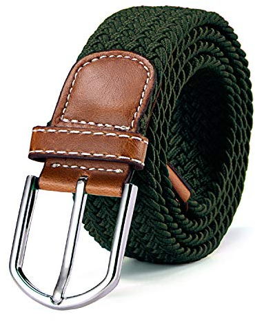 Stoffgürtel Stretchgürtel geflochten und elastisch Gürtel für Damen und Herren Länge 100 cm bis 130 cm grün