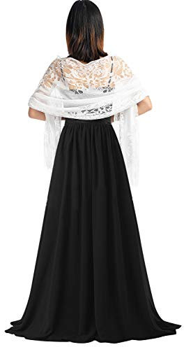 YAOMEI Damen Schals Hohle Spitze Halstücher Stola Sommer Umschlagtücher Umschlagtücher Halstuch Hochzeiten Braut Bridemaids Abendgarderobe (78.7 * 24.8 Zoll (200 cm * 63 cm), Weiß)