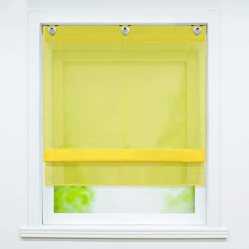 Joyswahl Voile Raffrollo mit Hakenaufhängung, ohne Bohren »Hanna« Schals Fenster Unifarbige Vorhänge BxH 45x130cm Gelb 1er Pack