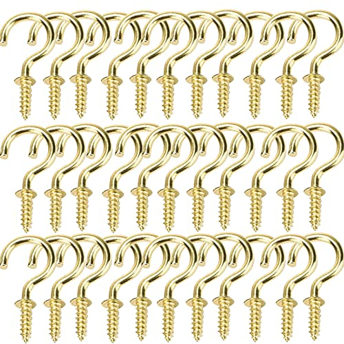 50 ganci a vite da soffitto ganci a vite ganci per tazze ganci nichelati per mensole armadio argento 2,5 cm (oro)