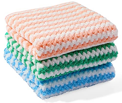 Weysoo Großes Shiny Wipes Tücher, 40 * 30CM Stark Saugfähig Mikrofasertücher, Maschinenwaschbar Putzlappen, Weich Lappen, Universal Küche Putztücher für Geschirrspülen, Fenster, Glaswaren(3 Stück)