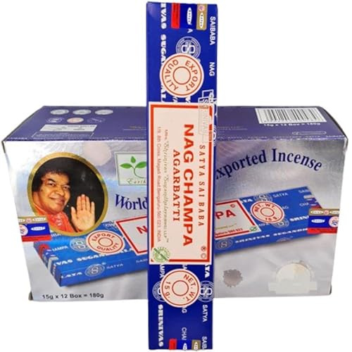 6 Cajas de Incienso en Varillas Nag Champa 15g X 6 Paquetes de 54 a 60 Varas Satya Cones Azul