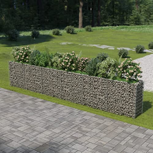 WIFESE 540×50×100 cm Gabionen Hochbeet Steinkorb Gabione Gabionenwand Gartenzaun Gabionenkorb Pfosten Gabionen Zaun Gabionensäule Steingabionen Gabionenkörbe Pflanzenwand Verzinkter Stahl