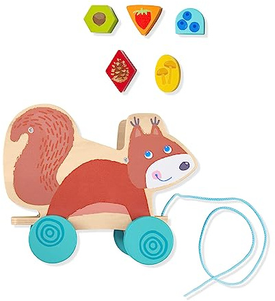 HABA 306938 306938 Squirrel Pulling Toy Wooden Baby-1 Year - Colourful