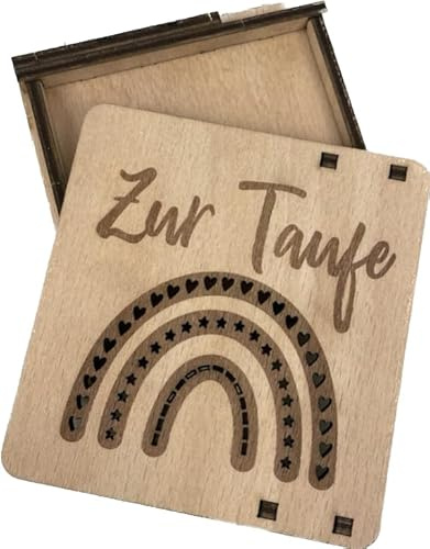 Geschenkbox aus Holz zur Taufe, Box mit Schiebedeckel zur Taufe