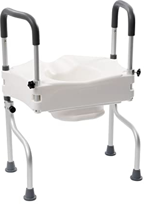 Haltegriff für die Toilette Toilettensitzerhöhung & Sicherheitsrahmen mit Armlehnen, 150kg Kapazität, 11cm Höhe, leicht zu reinigen, ergonomisches Design