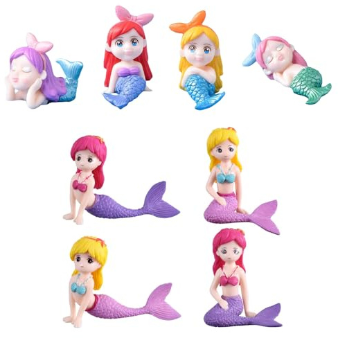 JINJUMEI 8 Stück Meerjungfrau Tortendeko, Mini Meerjungfrau Figuren, Miniatur Meerjungfrauen Ornamente Mermai Doll Cake Topper Mermaid Cake Decoration Ozean Meerjungfrau Thema Party Dekoration