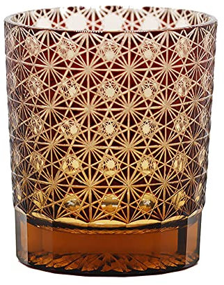 ArinkO Bicchiere da whisky rosso inciso in cristallo stile giapponese Bicchiere da whisky realizzato a mano con confezione regalo
