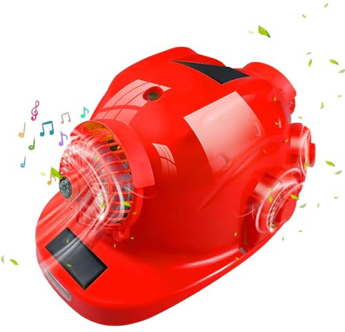 GL SUIT Casque de Construction avec Bluetooth et 8 Ventilateurs, Double Alimentation Solaire + USB, Casque de sécurité pour la Construction et l'amélioration de l'habitat,Rouge