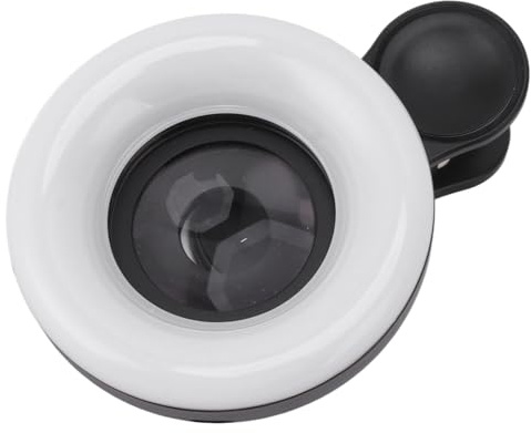 SPYMINNPOO Fotocamera del Telefono Obiettivo Macro 15X con Mini Anelli a ClipLuce da 2800 a 6500K Anelli del Telefono Riempimento Lente Luminosa per Fotografia Registrazione Video