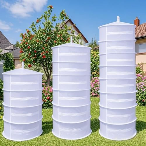 TONIJAWES Trockennetz Kräuter weiß 4 lagiges Breite 60cm Kräutertrockner Pflanzen Trockenregal Klappbar Aufhängen Geeignet getrocknetem Blumen,Fisch,Fleisch,Früchten Trocknen Kleidung