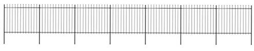 Tidyard Clôture de Jardin avec Dessus en Lance Acier 11,9 x 1,5 m Noir, Panneau de Clôture, Décorative Protection pour Extérieur, Cour Arrière, Terrasse