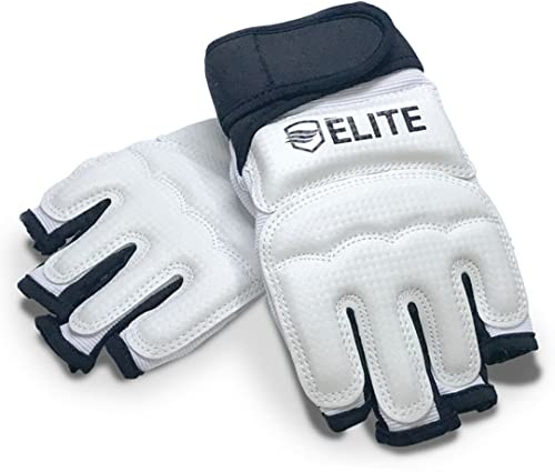 ELITE - Taekwondo Half-Finger Gloves, Protection for Training & Fights (TKD Hands Protectors for Kids & Adults) (Medium)