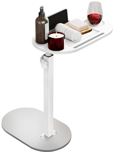 Solerconm Bout de Canapé de Salon en Bambou, Table de Chevet Réglable,Table d'appoint pour Baignoire，Petite Table d'Appoint pour Salon, Chambre, Bureau,40~82 * 43 * 22cm,
