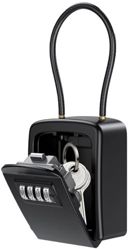 UPVINO Key Safe, Portable Key Lock Box for Keys Outdoor with Removable Shackle Key Safe Wall Mounted Waterproof Outdoor Key Lock Box Cabinet for Home Office Garage Car (Soft Hooks)