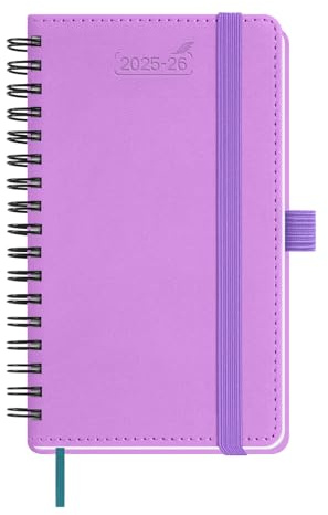BEZEND Taschenkalender 2026 Klein A6, 18-Monate Wochenplaner Juli 25-Dez 26, Buchkalender Ringbuch PU-Leder Softcover mit Stifthalter - Lavendel