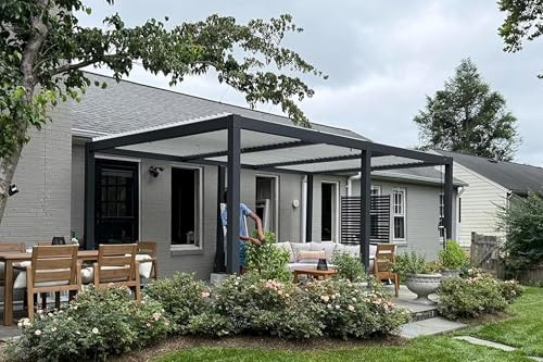 PURPLE LEAF Pergola Bioclimatique 6,35 x 3,5 m Pergola Aluminium avec Lames Orientables Gris, Tonnelle Aluminium poteaux en Blancs Pergola Jardin Extérieur pour Terrasse Jardin Style Contemporain