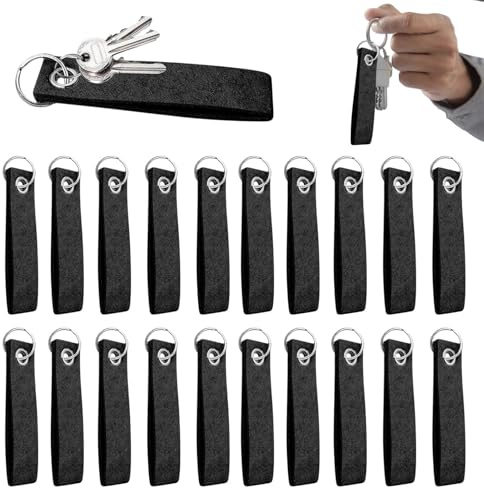 Rixotix 20 Stück Schwarz Filz Schlüsselanhänger Rohling Schlüsselanhänger Stoff für DIY Dekoration Taschen Auto Basteln
