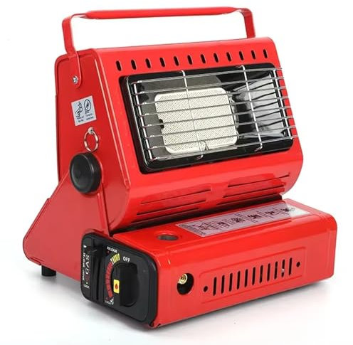 Portable Camping Heater for Tents, Butane Gas Ceramic Heater, Outdoor Emergency Heating Cooking Stove, 2-in-1 Propane Heater Indoor Gas Stove for Outside, Hiking, Ice Fishing red