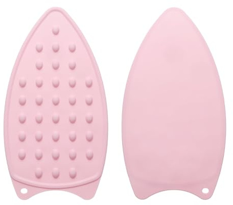 sourcing map 2pcs Silicone Iron Rest Pad, Multipurpose Iron Hot Resistant Mat Iron Rest Plate for Ironing Board Hot Heat Resistant Steam Compact Mat, Pale Pink