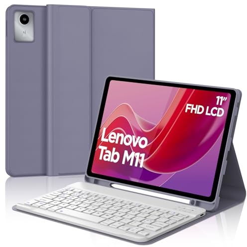 IVEOPPE Wireless Keyboard Case for Lenovo Tab M11 11 Inch 2024, Purple