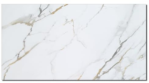 AMON Wand-Paneele 60x120cm in Marmor- Granit- Stein-Optik (Carrara Gold) - 1 Stück - Wandverkleidung aus PVC 3mm dick - Küchenrückwand Spritzschutz TV-Rückwand - Wasserdicht Wasserfest