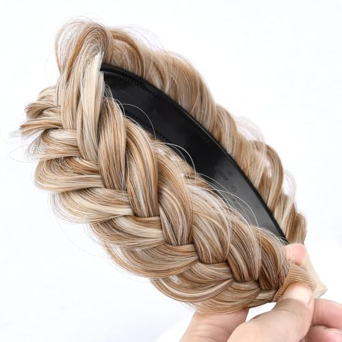 Yeenano Flätat hårband, hög elasticitet bred rörig fluffig fläta med tänder mode hårprydnad för kvinnor