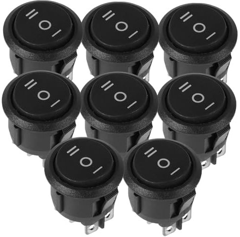 ERINGOGO Interrupteurs à Bascule Ronds Lot de 8 3 Positions 6 Broches en Pa Noir, Installation Facile et Contrôle Flexible pour Bateau et Véhicule