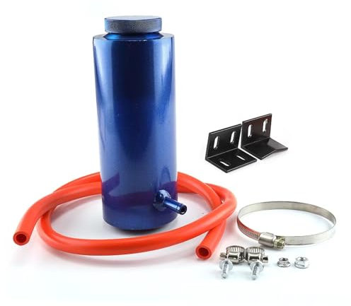AMXHYVS Serbatoio Espansione Liquido Raffreddamento Universale 800 Ml Serbatoio Raccolta del Liquido di Raffreddamento Serbatoio di Troppo Pieno in Alluminio per Auto Radiatori per Moto(Blue)