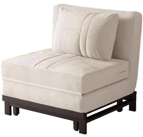 Klappsofa mit Schlaffunktion Versteckte Tischbeine Hochbelastbarer Stahlrahmen Gästebett Klappbar Klappbett Belastbar Bis Ca. 150 Kg Geeignet für Wohnzimmer(White,196 * 80 * 30cm)