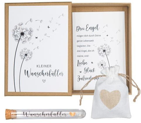 Wunscherfüller Geldgeschenk, Geldgeschenke Verpackung mit Plastik Reagenzglas Jutebeutel und Grußkarten Geschenkbox, Holzkarte Jutesäckchen, Geschenkideen für Weihnachten Geburtstag Hochzeit