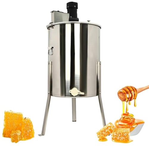 TsoLay Electric Honey Extractor, 4 Frames Honey Spinner, 140w Stainless Steel Beekeeping Extraction with Clear Lid and Quiet Motor, Speed Adjustable, Efficient for Bee Farmers and Hobbyists