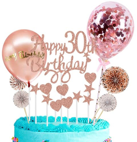 18th Birthday Decorations for Girls, 18th Birthday Cake Topper, 18th Cake Toppers for Girls, Happy 18th Birthday Cake Topper Rose Gold Glitter Kit for Her Eighteen Party (18th)