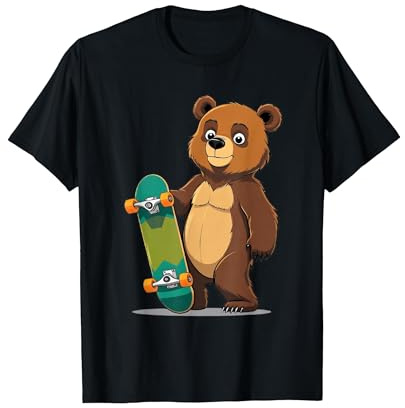 Cartoon Bär mit Skateboard Tier Illustration T-Shirt