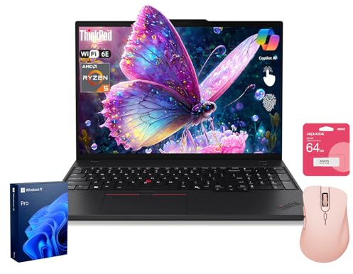 Lenovo Notebook aziendale ThinkPad E16 Gen 2, touchscreen WUXGA da 16, AMD Ryzen 5 7535U, DDR5 da 32 GB, SSD da 1 TB, impronte digitali, KB retroilluminato, Wi-Fi 6E, Windows 11 Pro, bundle con mouse