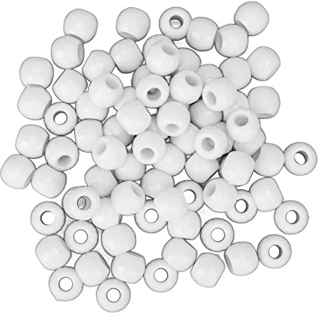 Perline di treccia per capelli, confezione 100 perline di treccia per capelli in plastica con foro grande 12 mm per Dreadlocks (bianco)
