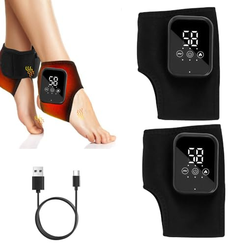2Pcs Massaggiatore per Piedi, Dispositivo Wireless per il Massaggio dei Piedi Con 5 Modalità di Terapia del Calore e 3 Modalità di con Vibrazione, per Corsa e Rilassamento Muscolare Dopo L'attivi