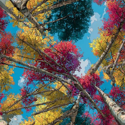 Generisch Selbstklebende Tapete 44x200 cm Klebefolie Möbel Bäume Pflanzen Dekorfolie Möbelfolie Vintage Wald Herbst Mustertapete Wandtapete Wohnzimmer Schlafzimmer Wasserdicht Wallpaper Küche