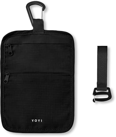 RFID Hidden Travel Wallet Belt Wallet – Large Capacity Passport Holder & Hidden Money Pouch, 3-Zone Organizer Anti-Theft Waist Wallet with Dual Clip Belt & Carabiner
