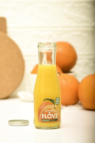 Flavz 100% Natural Squeezed Orange Juice, Glass Bottle, No Additives or Preservatives, Made from Real Fruit (640 ml (Pack of 6))