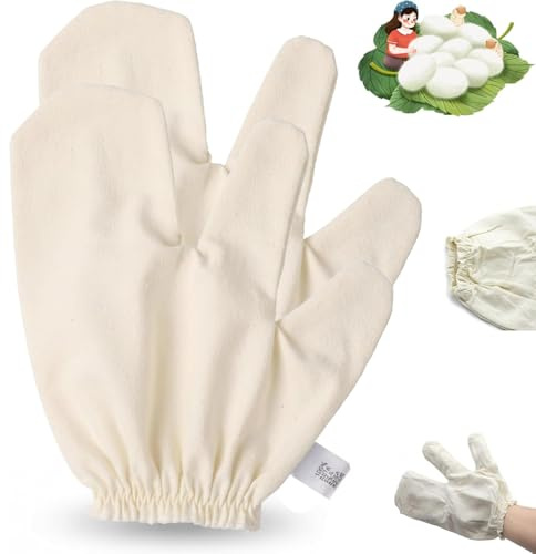 Guantes de seda cruda, guantes de masaje de seda, cepillado en seco ayurvédico, exfoliar la piel, cepillo de drenaje linfático para reducir las cicatrices del acné, masajeador de celulitis, para