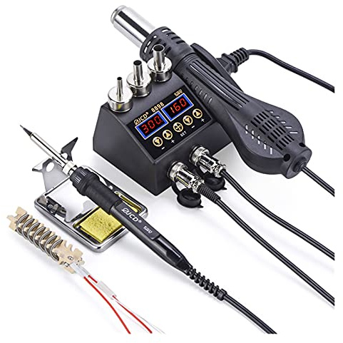 Kit de Soudage 2 In1 Double commutateur de commande la station à souder LCD Affichage numérique BGA SMD Soudage Rework Outils soudage 8898(Silver)