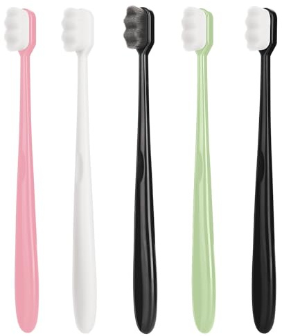 WLLHYF 5 spazzolini da denti con setole ultra morbide, spazzolini manuali extra morbidi con 20000 micro setole nano per donne incinte e sensibili alla recessione