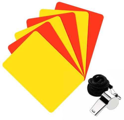 Grevosea 6 Pcs Soccer Referee Cards, Red Card Yellow Card with Whistle | Soccer Yellow and Red Cards Referee Kit for Umpire Judge Football Basketball Matches Sport Game Competition Accessories