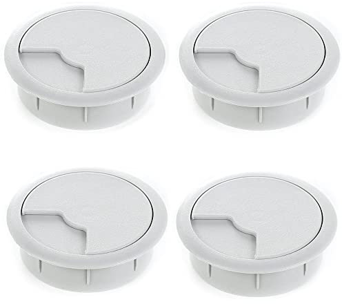 sossai® Pasacables Redondos | Juego de 4 | KDM2 | Color: Gris | Diámetro: 80 mm | Material: plástico (Hecho en EU)