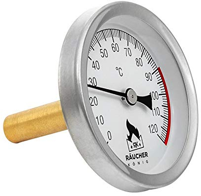 Räucher König Ofen Räucher Thermometer 0-120°C Edelstahl/Messing mit Tauchhülse