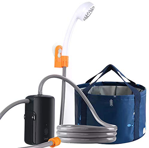 B. TAWD portable camping shower set, 4400mAh battery, USB charging, electric shower pump+5-gallon folding bucket, suitable for family camping, hiking, beach, pet bathing, outdoor water supply system